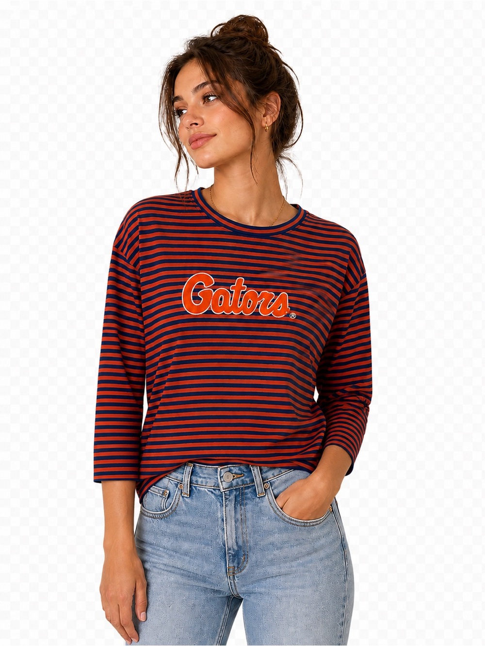 Gators Striped Long-Sleeve Women Top - Orange & Blue